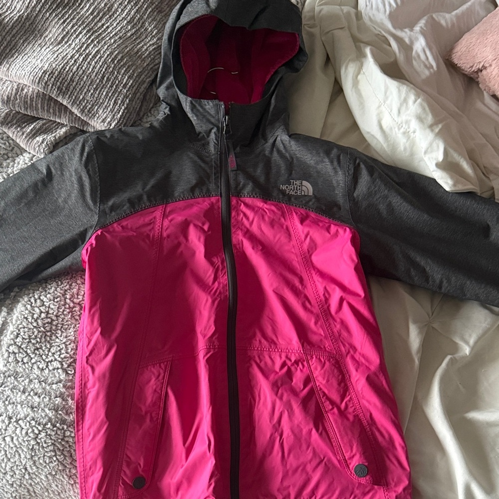 The North Face Kids Fuchsia and Charcoal Raincoat